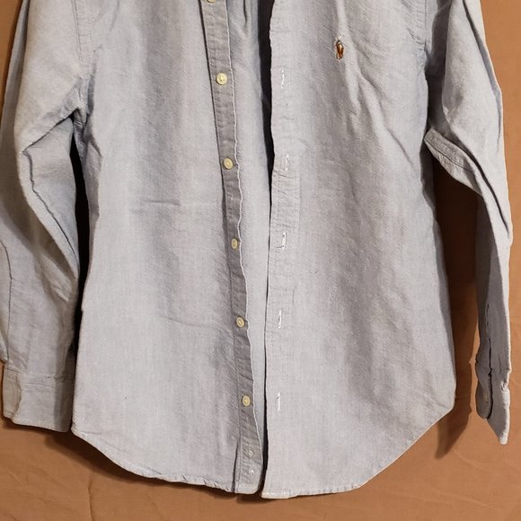 Ralph Lauren, Blue button-down dress shirt, long sleeve, Size 12 - Picture 5 of 15